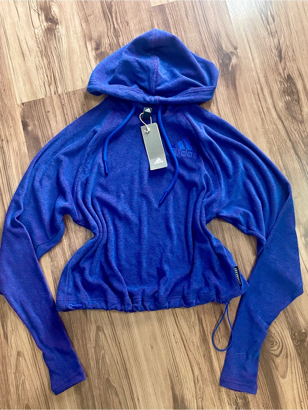 adidas AEROREADY Cropped Hoodie XS – Blue/Red Marl